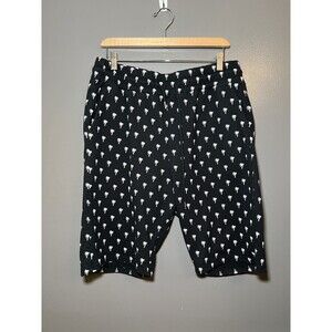 Galaxy by Harvic Shorts Mens 2XL Black Palm Tree Print Drawstring Pockets Summer